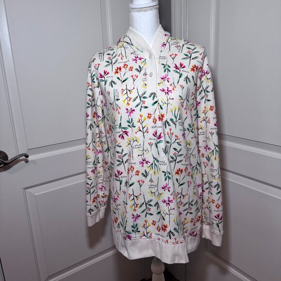 Lands' End Floral Hoodie size large - Picture 3 of 11